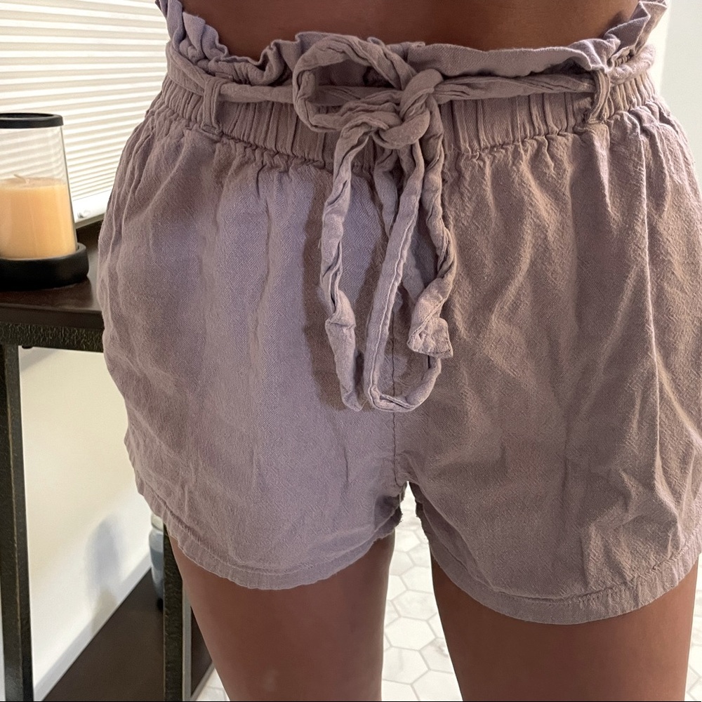 Hollister Purple Ultra High Rise Shorts With Tie Waistband.